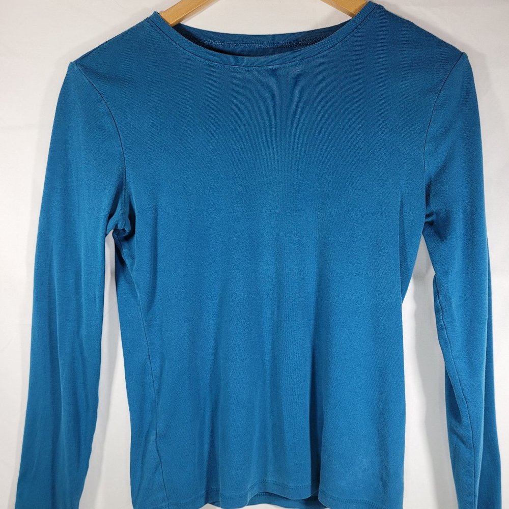 Ann Taylor Women's Small Blue Crew Neck Long Sleeve Shirt